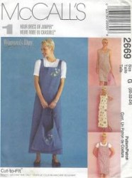 2669 MCCALLS  1 HR SLEEVELESS DRESS, JUMPER LENGTHS, TOTE PATTERN 14-18 UNCUT